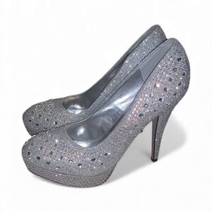 Valenti Franco Honey 3 Platform Pumps Stiletto High Heel Bling Sparkle Diamond